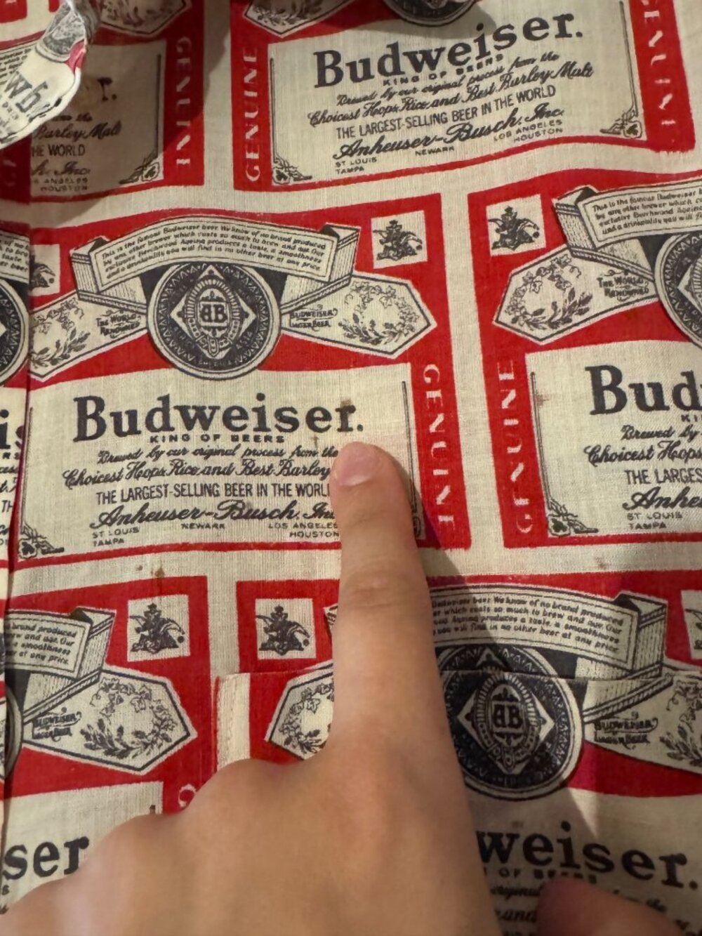 Vintage Budweiser Button Down Shirt Men’s Medium 15-15.5 inch Red Beer Label Pri - Picture 5 of 11